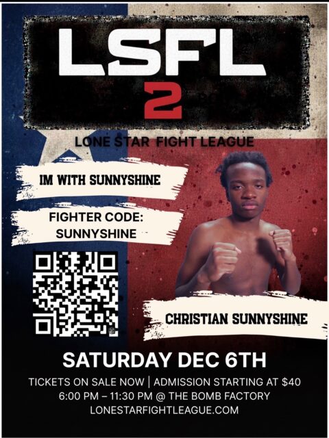 🔥 THE BIGGEST FIGHTER CHALLENGE OF 2025 IS HERE 🔥
LONE STAR FIGHT LEAGUE 2 — DECEMBER 6TH — THE BOMB FACTORY, DEEP ELLUM, DALLAS @thebombfactorydallas 

Dallas… get ready. This is not just a fight night.
This is warfare, hustle, heart, and a $1,000 cash prize on the line. 💰🔥

🥊 THE LONE STAR FIGHTER TICKET CHALLENGE

Every fighter stepping into that cage on Dec 6th has one mission:
Sell more tickets than EVERYONE else.
Minimum 25 tickets.
Top seller gets $1,000 CASH — right before Christmas. 🎄💸
No politics. No backstage favors.
Just straight hustle.

💥 HOW TO WIN THE $1,000

1️⃣ Post your QR code  and code (Sunnyshine) EVERYWHERE.
2️⃣ Tell buyers to use your surname as the code when checking out.
3️⃣ We track every ticket.
4️⃣ The fighter with the MOST SOLD wins. Simple.

🔥 Blow up your Instagram, Facebook, TikTok, Snapchat.
🔥 Call EVERYONE — family, friends, the gym, coworkers, teammates.
🔥 Hit every gym in Dallas.
🔥 Push harder than everyone else.
🔥 Make this YOUR moment.

Imagine walking into Christmas with $1,000 cash because you outworked the entire card.
That’s champion mentality.

🎟️ SCAN THE QR CODE — SUPPORT YOUR FIGHTER — SECURE YOUR SEAT

Deep Ellum is going to EXPLODE on Dec 6th.
If you miss this night… you’ll regret it.

📢 DALLAS, LET’S GO VIRAL.

Make this the biggest amateur fight night in Texas history.

#DallasTexas #DeepEllum #DallasEvents #DallasNightlife #DallasGyms #DallasFights #DFWFights #DFWMMA #TexasMMA #BombFactoryDallas #LoneStarFightLeague #DallasFitness #DallasCombatSports #DallasKickboxing #DallasJiuJitsu #SupportYourFighter #FightNightDallas #TexasFightNight #DallasInfluencers #DallasLocal #DallasPromo #AmateurMMA #DallasBoxing #DallasMartialArts #DallasLife #VisitDallas #DeepEllumNightlife #DallasCommunity #DallasSupport